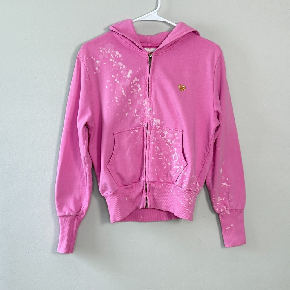 Primp Y2K Vintage Pink Hoodie Ice Cream‎ Splatter Rollerskate Size M McBling